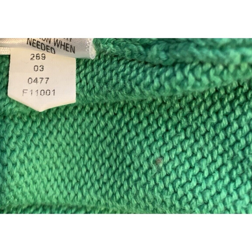 Converse Full Zip Cardigan Sweater Womens M Green 100% Cotton Collar - Picture 9 of 10